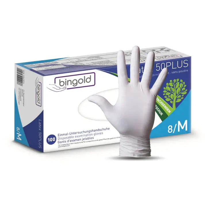 Latex 50plus Handschuhe Bingold M 100 Stück