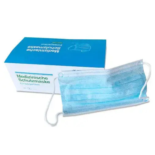 Einmal Mundschutz mit Gummiband blau 50 Stück
